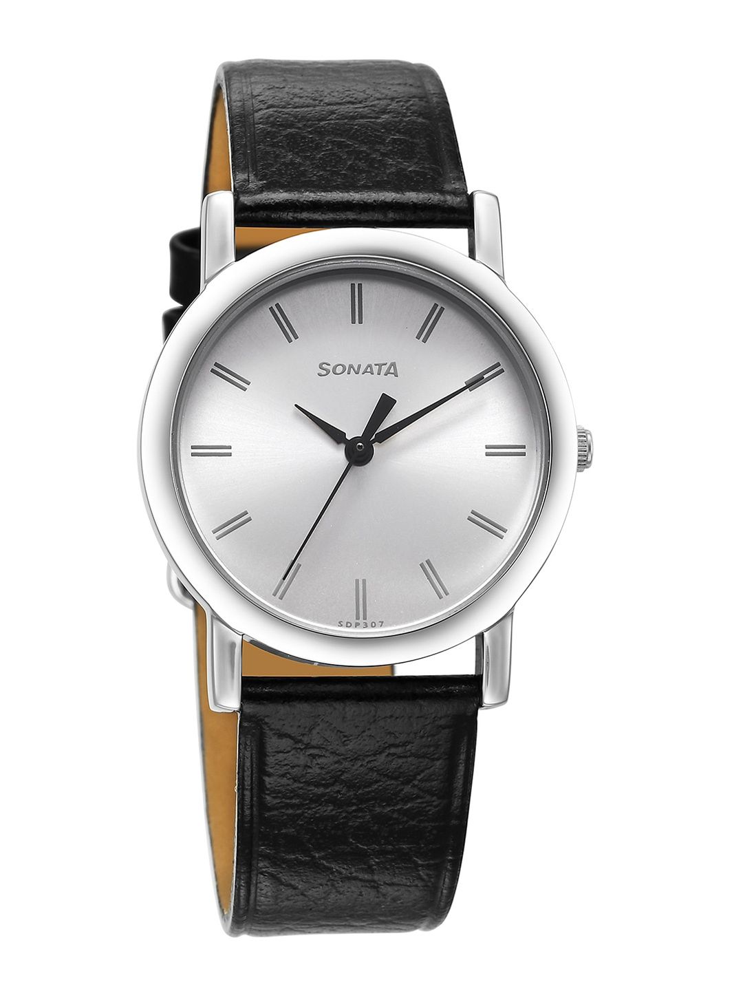 Myntra - Sonata Classique Collection Men Brass Dial & Leather Straps Analogue Watch 7987SL06W Price