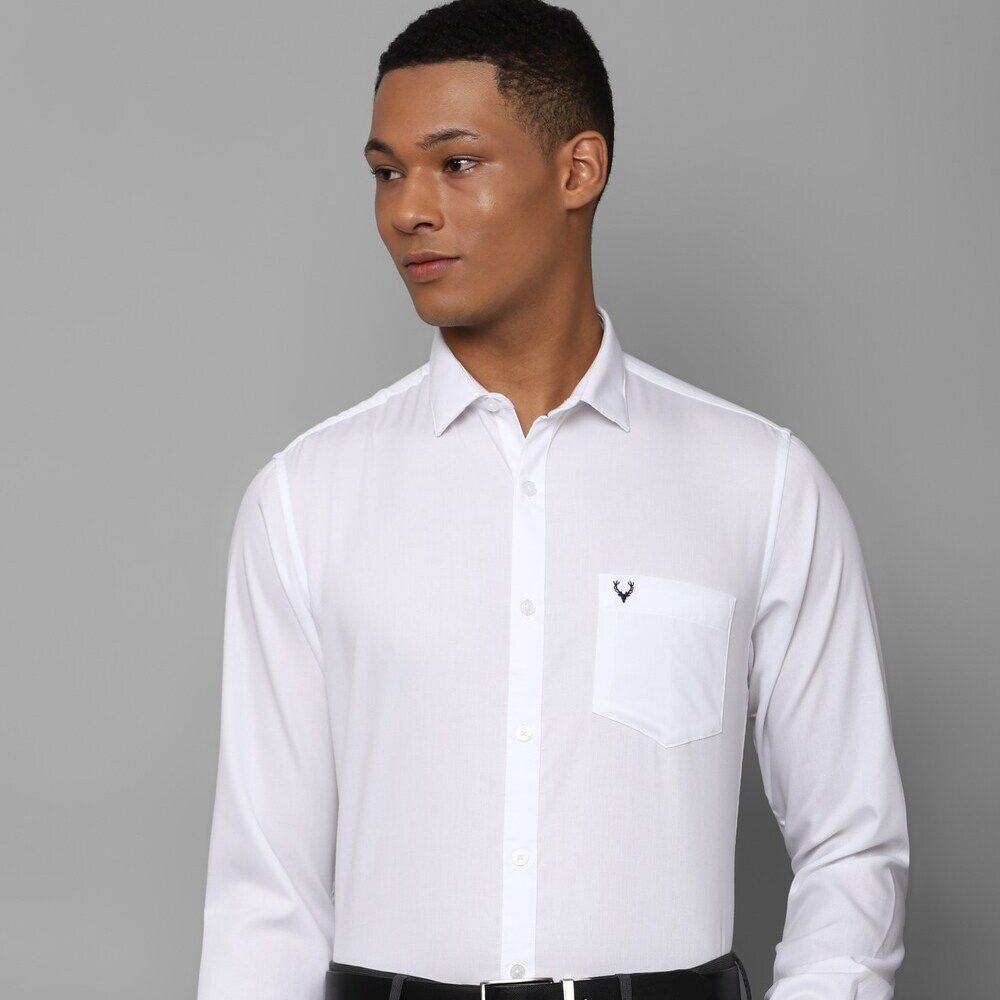 Allen Solly - Men White Slim Fit Solid Full Sleeves Formal Shirts