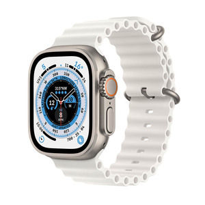 Vijay Sales - Apple Watch Ultra GPS + Cellular, 49mm Titanium Case with White Ocean Band, Precision dual-frequency GNSS: GPS, GNSS, Galileo, BeiDou, 86-decibel Siren to attract attention, Altimeter, Accelerometer, Optical Heart Sensor, Gyroscope Price