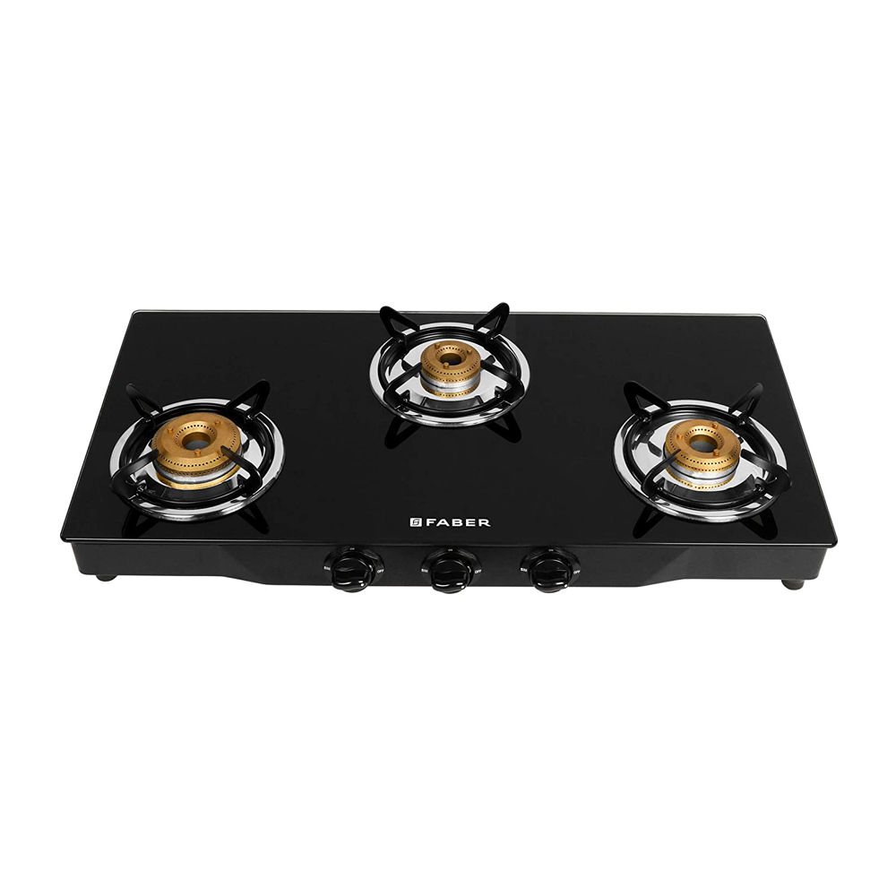 Reliancedigital - Faber JUMBO 3BB Glass Top Kitchen Hob with 3 Brass Burners, Manual Ignition, Black Price