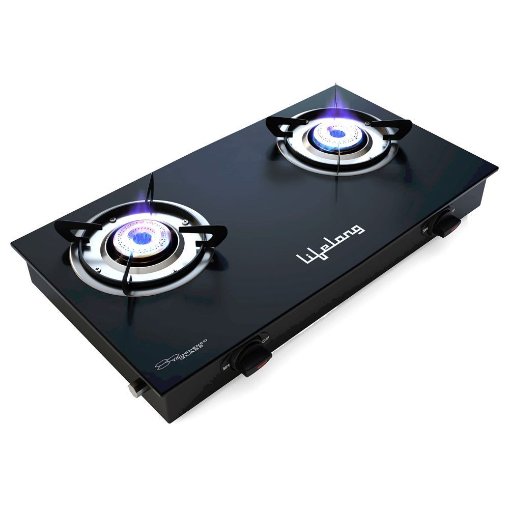 Amazon - Lifelong LLGS10 2 Burner Glass Cooktop, Manual Ignition, Black Price