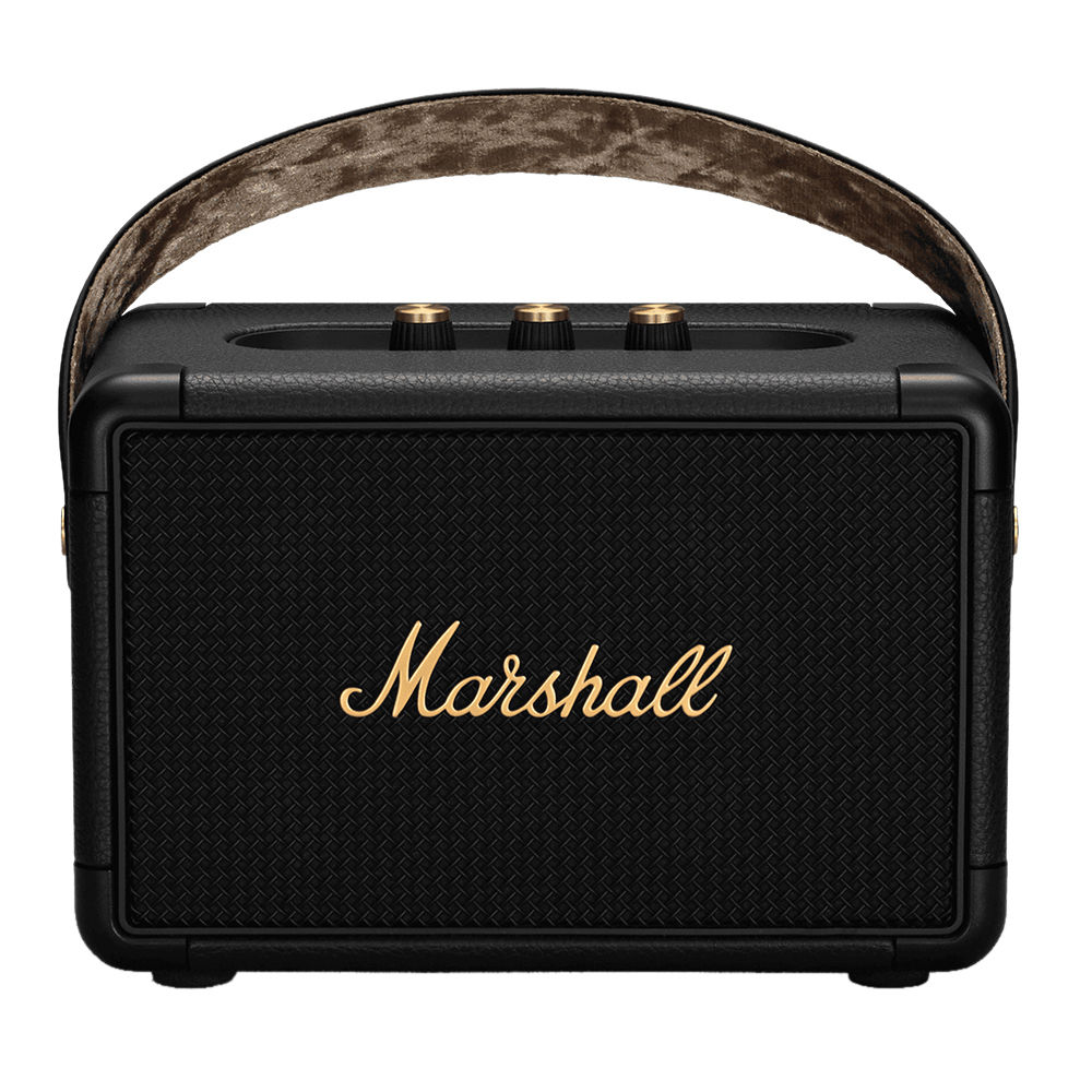 Reliancedigital - Marshall Kilburn 2 Bluetooth Speaker, More than 20 hrs of playtime, IPX2 Water Resistant, Bluetooth v5.0, multi-host functionality, Quick Charge,  Black and Brass Price