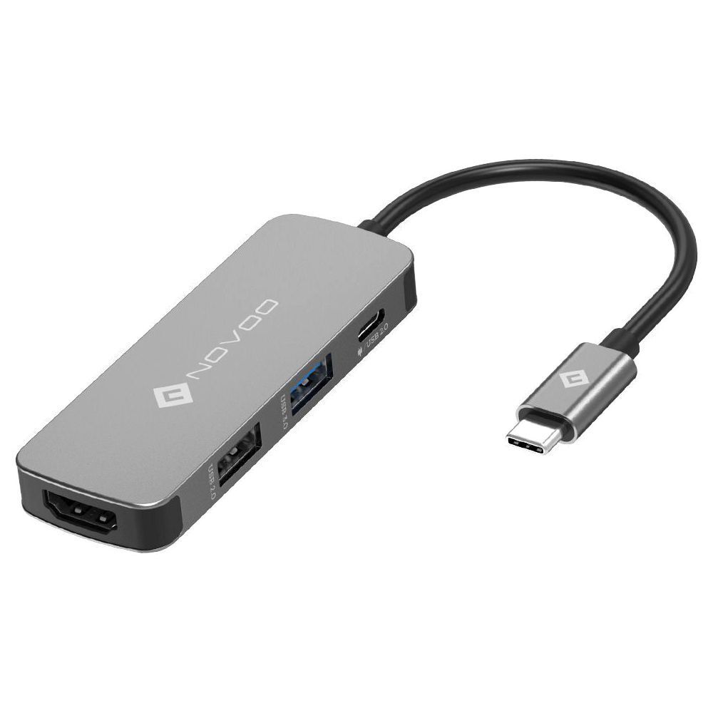 Amazon - Novoo 4-in-1 USB-C Hub with USB 2.0 Port, USB 3.0 Port, USB-C PD Port, HDMI Port, Dark Grey Price