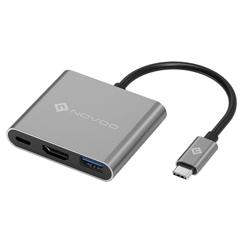 Amazon - Novoo 3-in-1 USB-C Hub with USB-A Port, USB-C PD Port, HDMI Port, USB 3.0 Port, Dark Grey Price