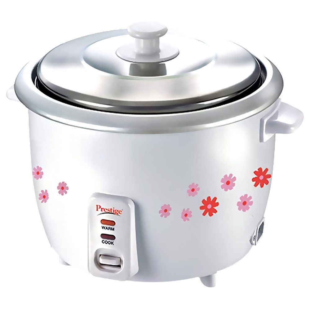 Amazon - Prestige 2.8 Litre, 1000 Watt, Rice Cooker, Cool Touch Handles, Keep Warm Mode, Double Pot, Stainless Steel Lid, White Floral Design Price