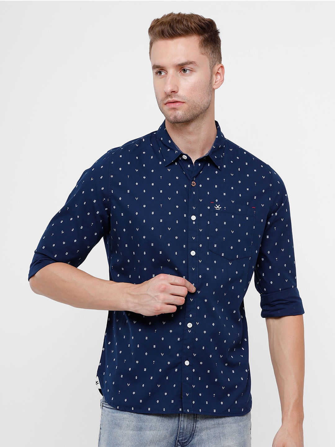 Myntra - WROGN Men Navy Blue Slim Fit Printed Casual Shirt Price