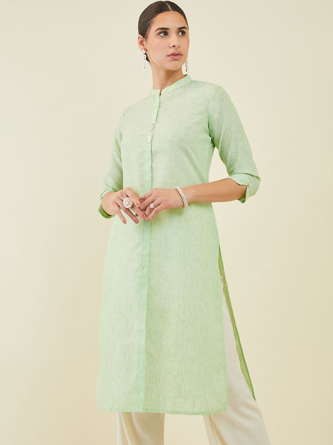 Myntra - Soch Women Mandarin Collar Straight Kurta