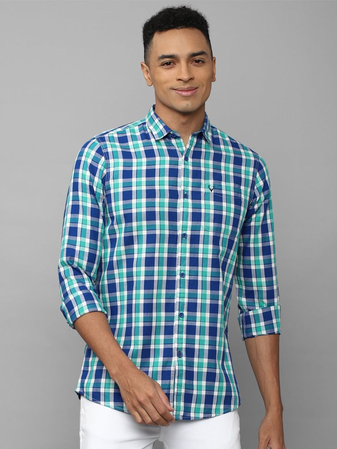 Myntra - Allen Solly Sport Men Tartan Checks Pure Cotton Casual Shirt