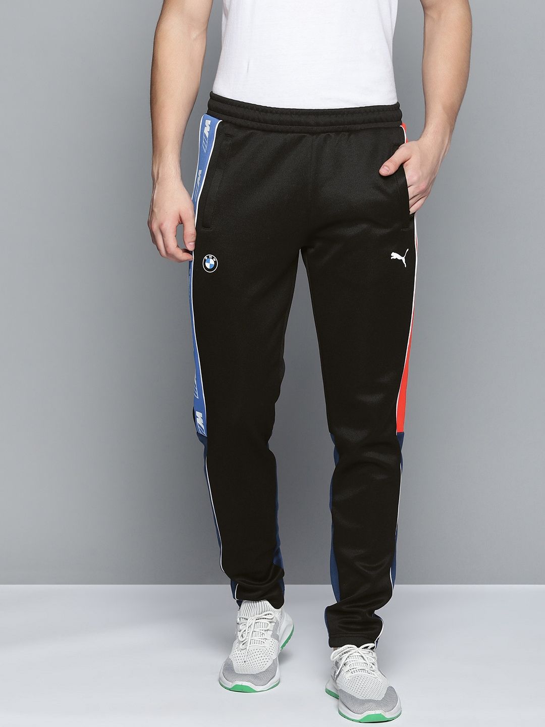 Myntra - PUMA Motorsport Men Black Colourblocked BMW dryCELL Regular Fit Sustainable Motorsports Track Pants