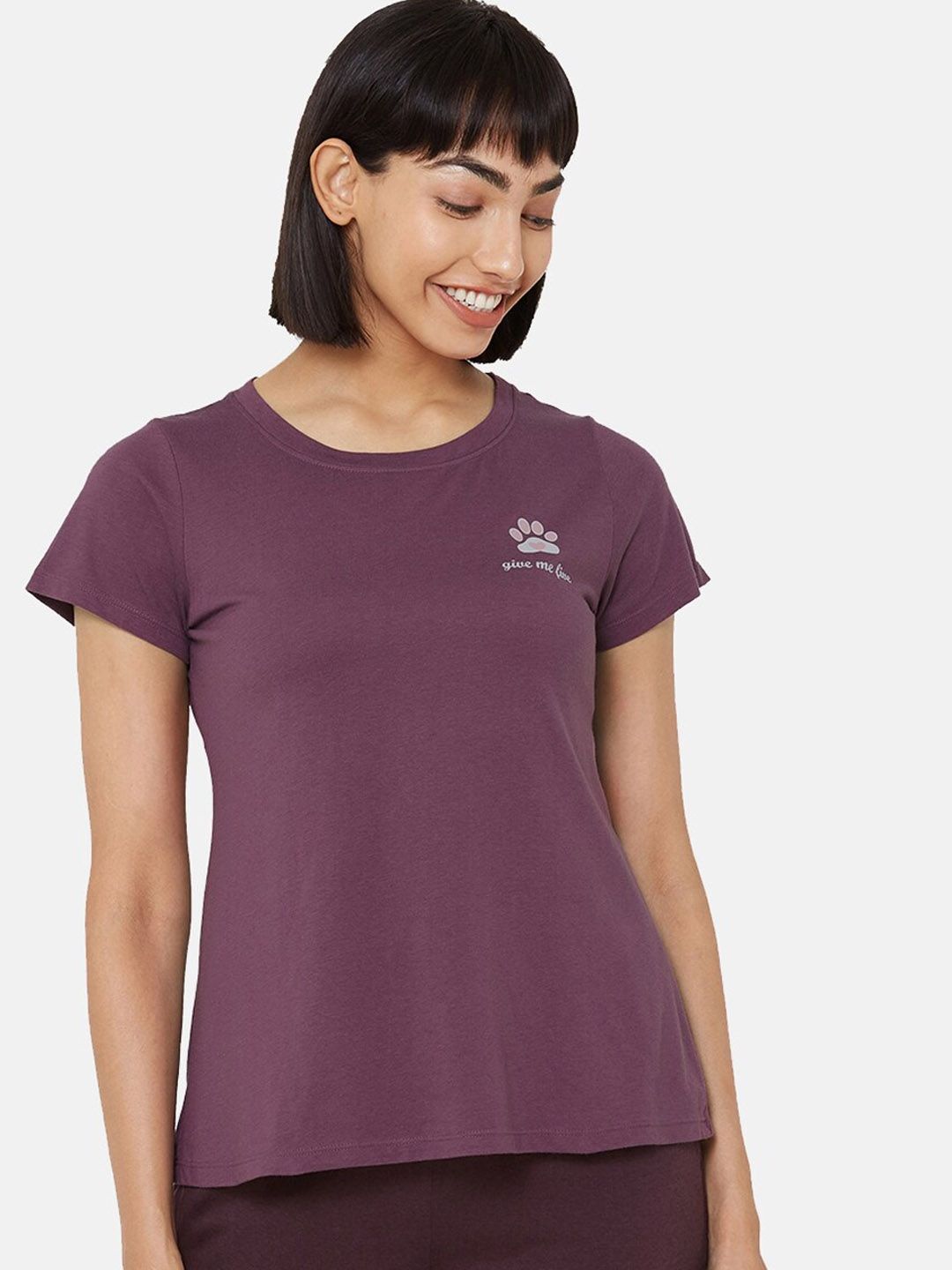 Myntra - Soie Women Purple Solid Lounge T-shirt