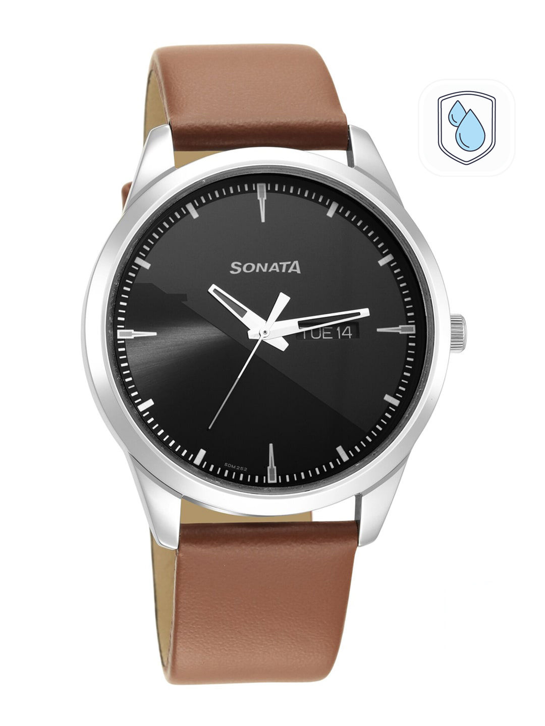 Ajio - Sonata Men Black Brass Dial & Brown Leather Straps Analogue Watch 7146SL04 Price