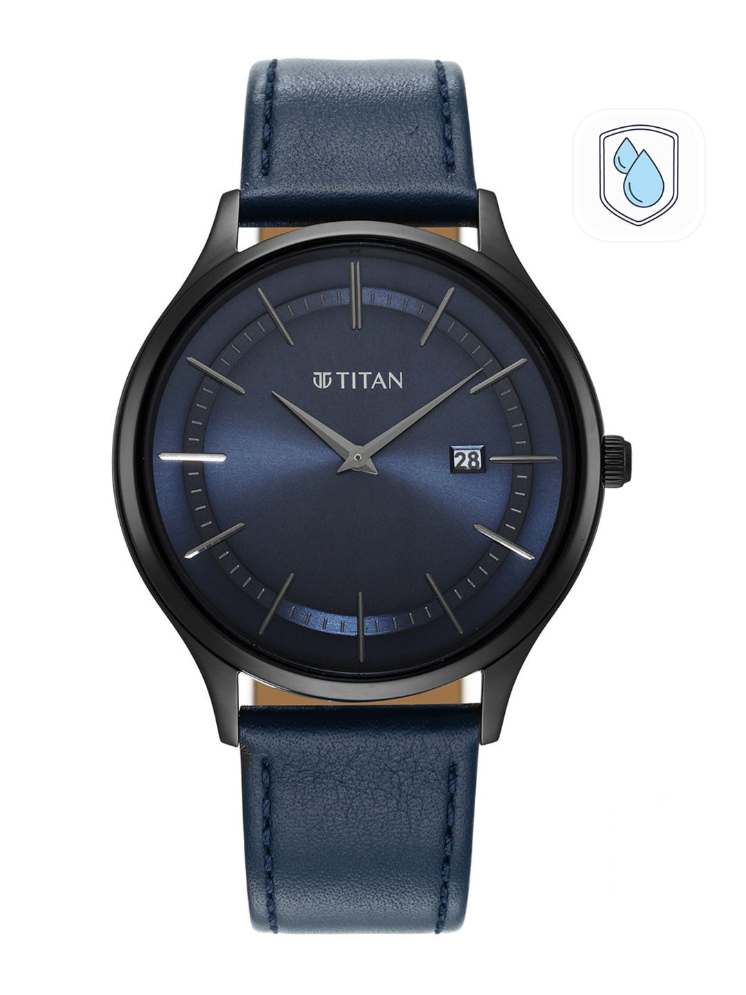 Myntra - Titan Men Blue Dial & Leather Straps Analogue Watch 90142NL01 Price