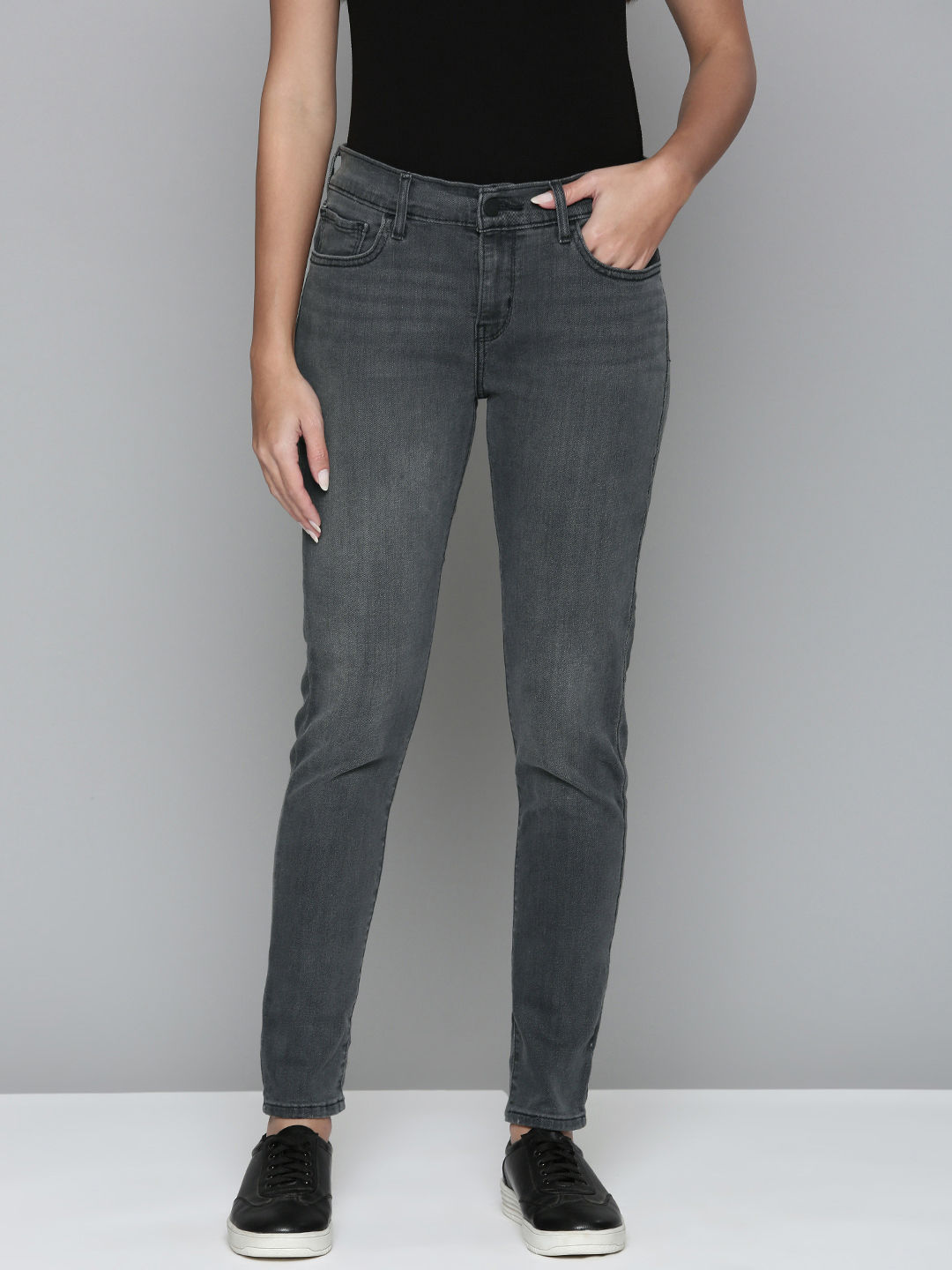 Myntra - Levis Women Grey 710 Super Skinny Fit Heavy Fade Stretchable Jeans Price