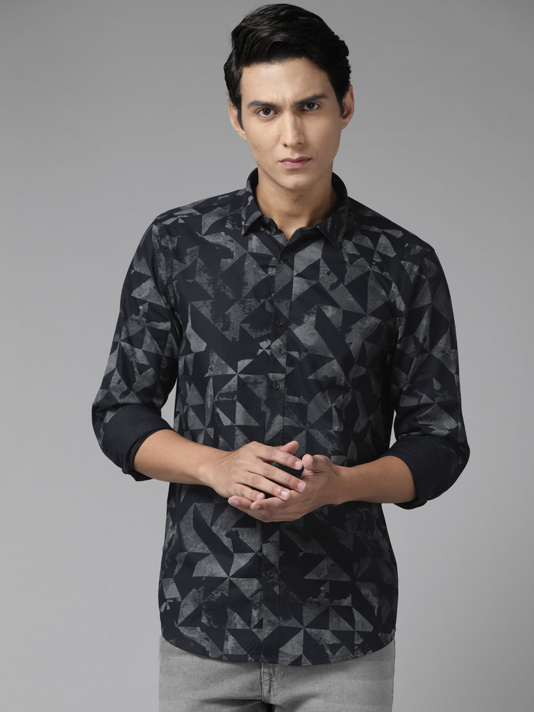 Myntra - Blackberrys Men Pure Cotton Slim Fit Printed Casual Shirt Price