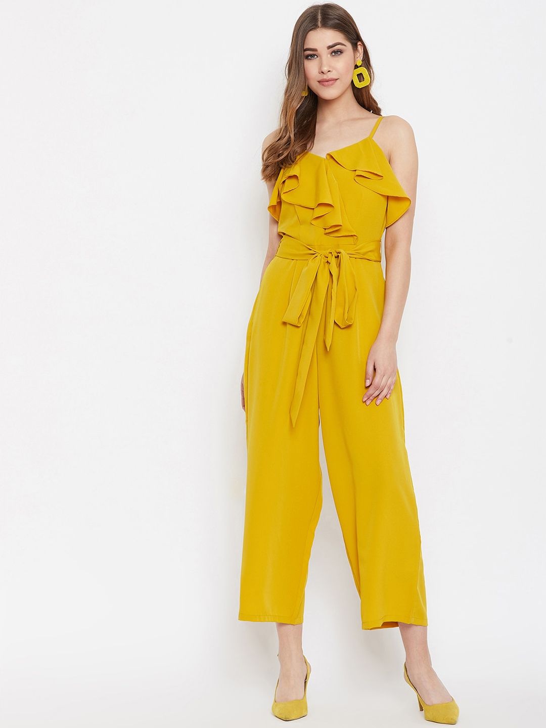 Myntra - Berrylush Women Yellow Solid Basic Jumpsuit