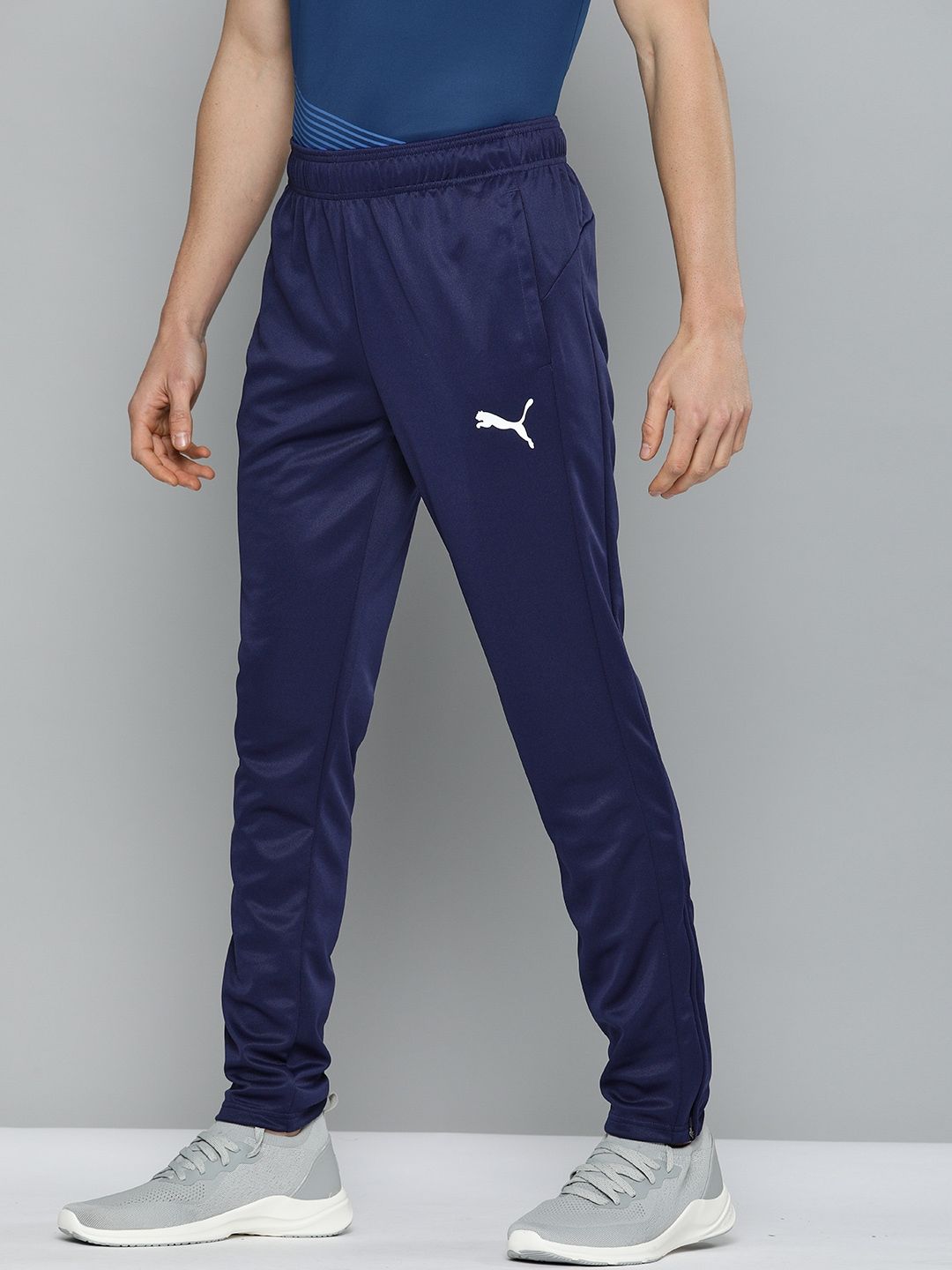 Myntra - Puma Active Navy Blue Solid Slim Fit Dry-Cell Tricot Sustainable Pants