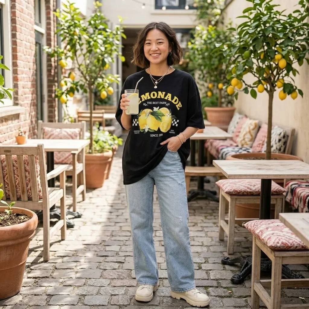 Black-lemonade-graphic-print-oversized-tshirt-with-yellow-lemon-artwork-and-half-sleeves-for-women