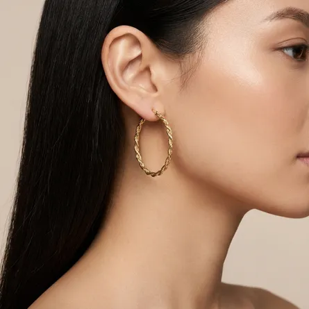 Gold-twisted-hoop-earrings-with-rope-texture-design-for-women