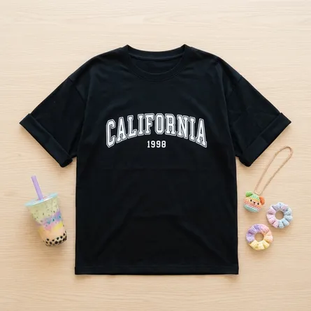 Black-oversized-typography-print-tshirt-for-women-with-half-sleeves-and-round-neckline
