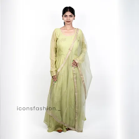 Women's Embroidered Anarkali with Dupatta - Image 5