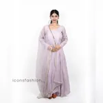 Women-lavender-embroidered-Anarkali-with-full-sleeves-a-deep-tie-up-back-design-and-a-sheer-embellished-dupatta