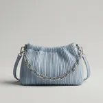 Light-blue-pleated-shoulder-bag-with-silver-chain-strap-and-zippered-main-compartment