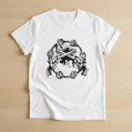 White-T-shirt-with-crossed-revolver-and-rose-graphic-print
