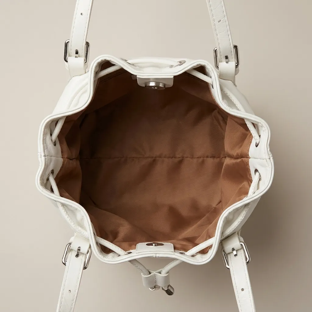 White-faux-leather-heart-studded-drawstring-bucket-shoulder-bag-with-adjustable-straps-and-spacious-lined-interior