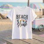 White-T-shirt-with-Beach-Please-graphic-print-and-tropical-sunglasses-design-on-white-background