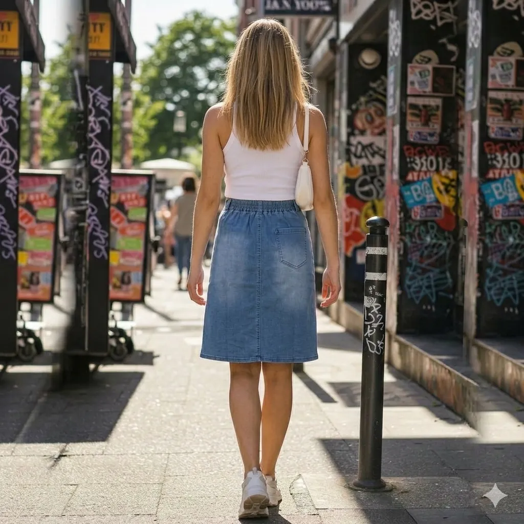 Light-blue-high-waist-denim-A-line-midi-skirt-for-women-with-button-front-detail