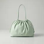 Pastel-green-faux-leather-ruched-shoulder-bag-with-drawstring-detail-spacious-lined-interior-and-inner-zip-pocket
