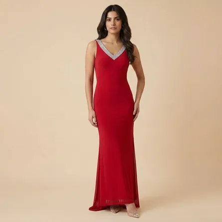 Red-sleeveless-bodycon-maxi-dress-with-embellished-v-neckline-open-back-detail-and-floor-length-evening-gown-silhouette