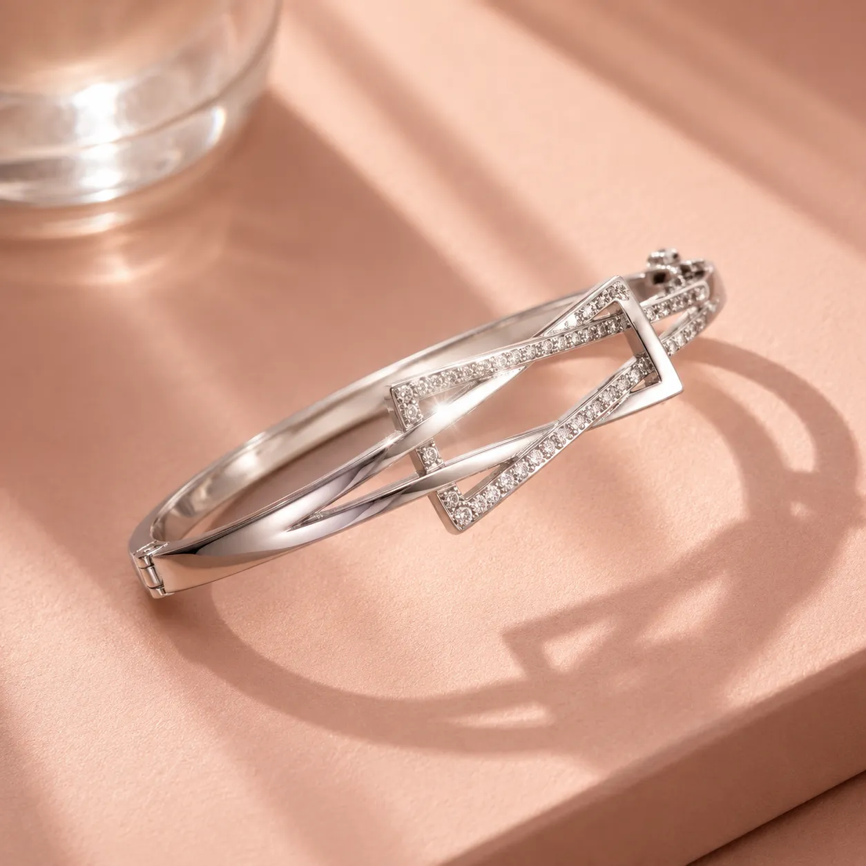 Silver-geometric-bracelet-with-crystal-studded-rectangular-design-and-polished-finish-for-women