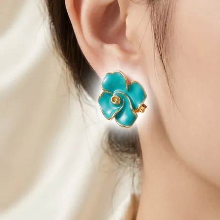 Enamel Flower Earrings for Women