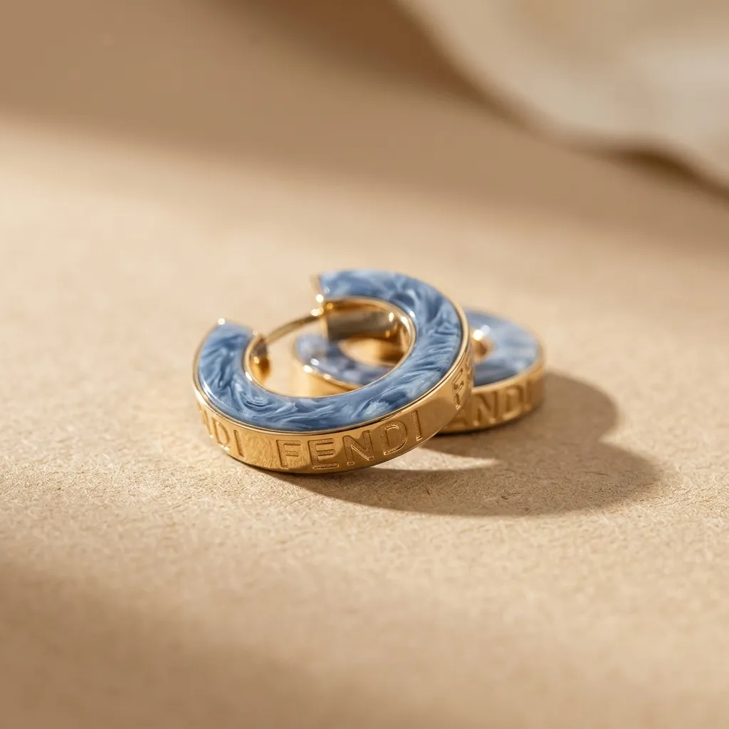 Blue-marble-enamel-mini-hoop-earrings-with-gold-tone-finish-for-women