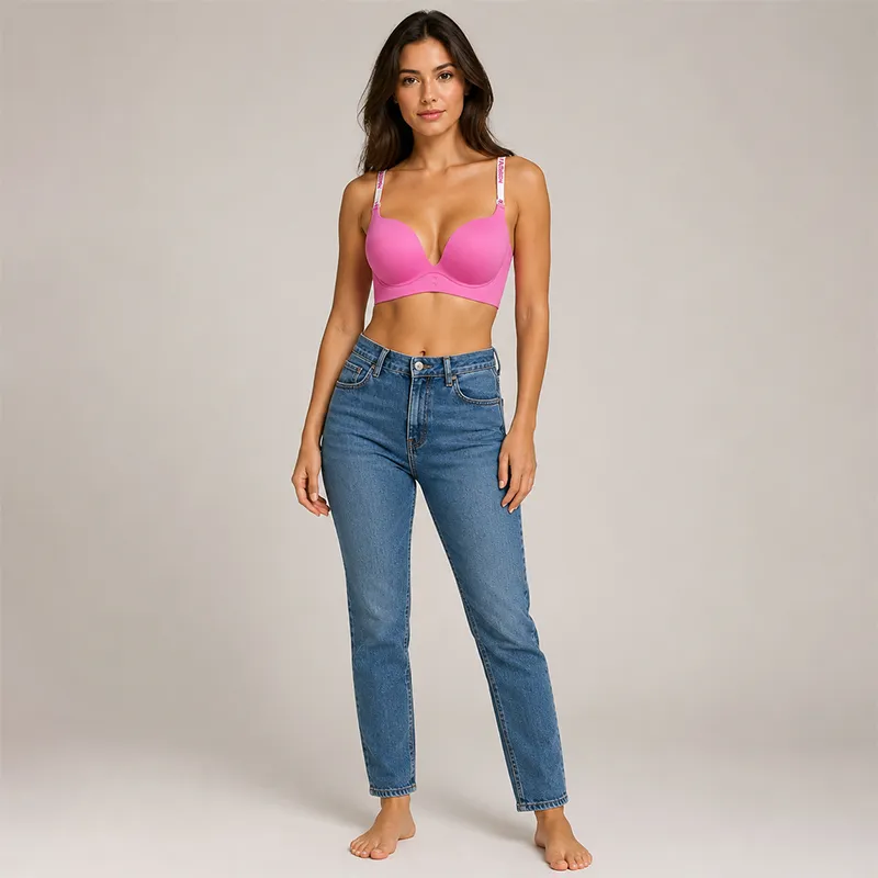 Pink-seamless-push-up-bra-with-adjustable-straps-and-lightly-padded-cups-for-women