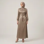 Gold-satin-abaya-dress-with-lace-up-waist-detail-high-neck-long-sleeves