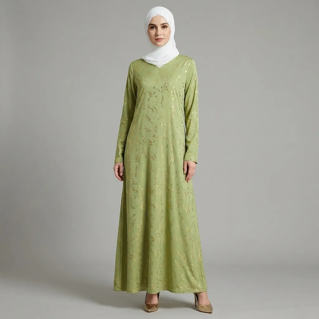 Sage-green-maxi-dress-with-gold-foil-botanical-print-and-long-sleeves