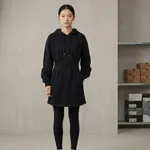 Black-hooded-sweatshirt-mini-dress-for-women-with-full-sleeves-and-drawstring-hood