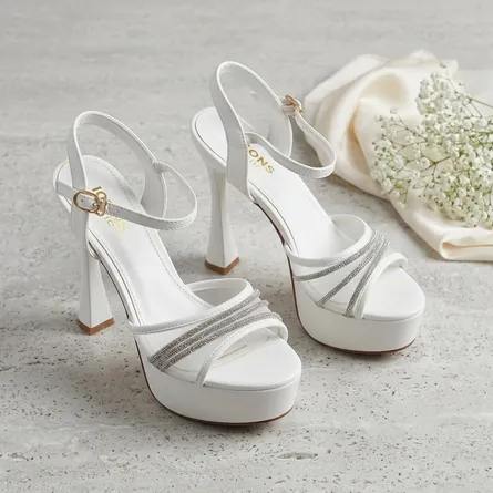 Women's Rhinestone Platform Heel Sandals - Image 3