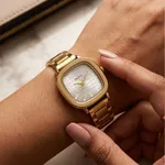 Gold-square-analog-watch-for-women-with-white-textured-dial-and-gold-stainless-steel-strap