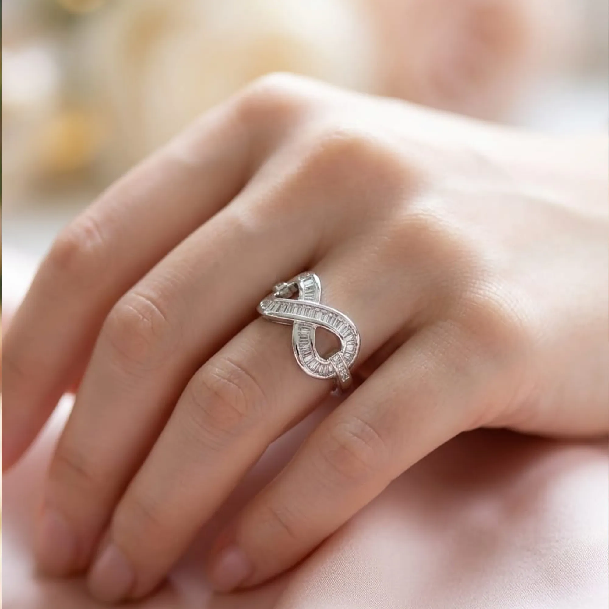Silver-infinity-baguette-zircon-adjustable-ring-for-women