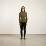 Olive-green-mock-neck-full-sleeve-top-for-women-slim-fit-casual-basic-t-shirt