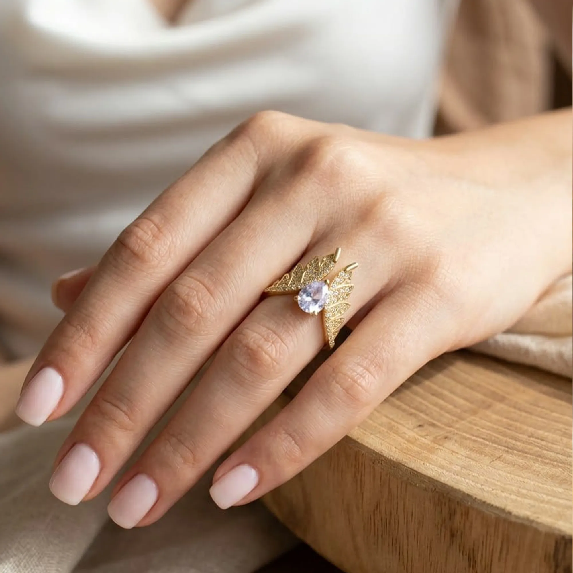 gold-leaf-wrap-ring-with-round-cubic-zirconia-crystal-for-women