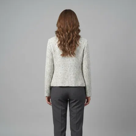 White-tweed-button-front-round-neck-full-sleeve-jacket-for-women