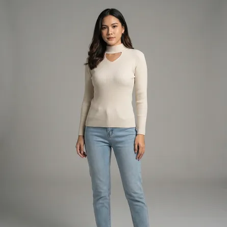 Off-white-ribbed-high-neck-cut-out-full-sleeve-knit-sweater-for-women