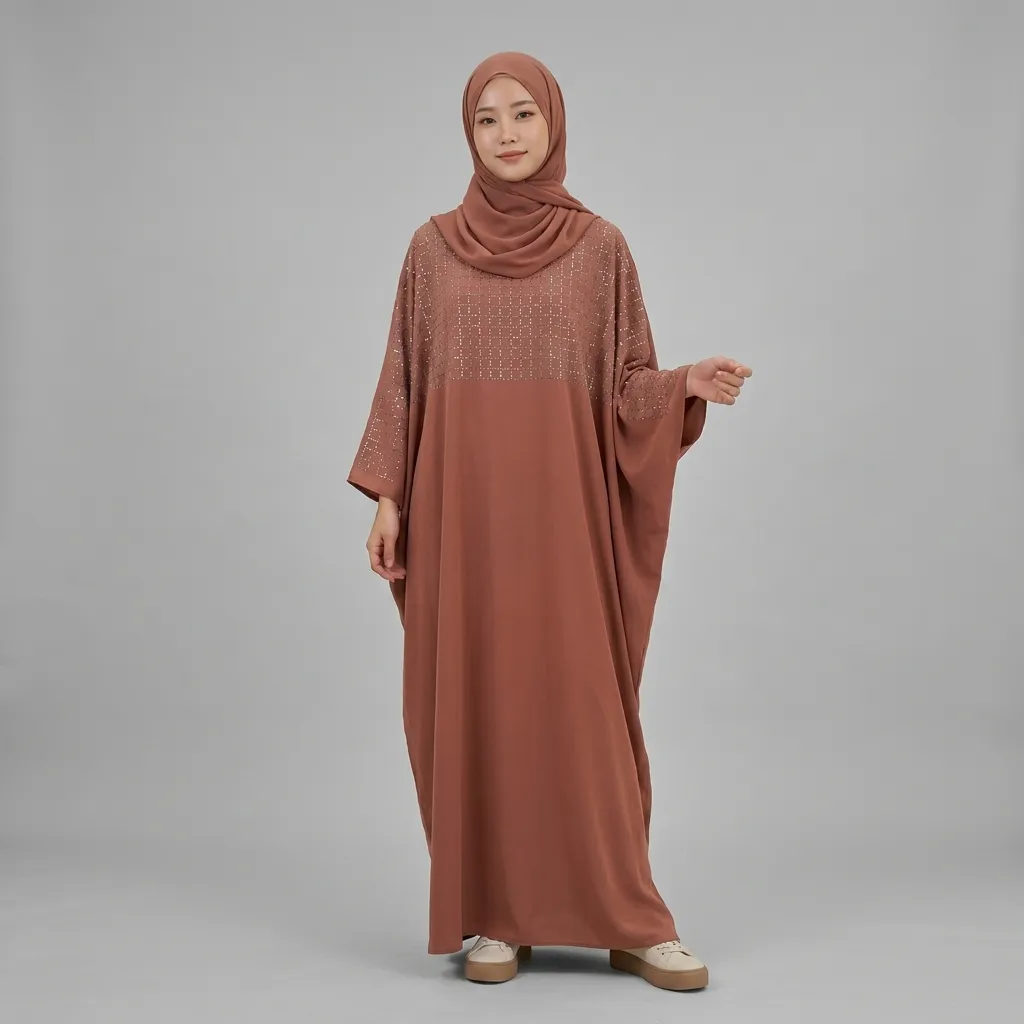 Terracotta-brown-crystal-stone-work-full-length-abaya-for-women