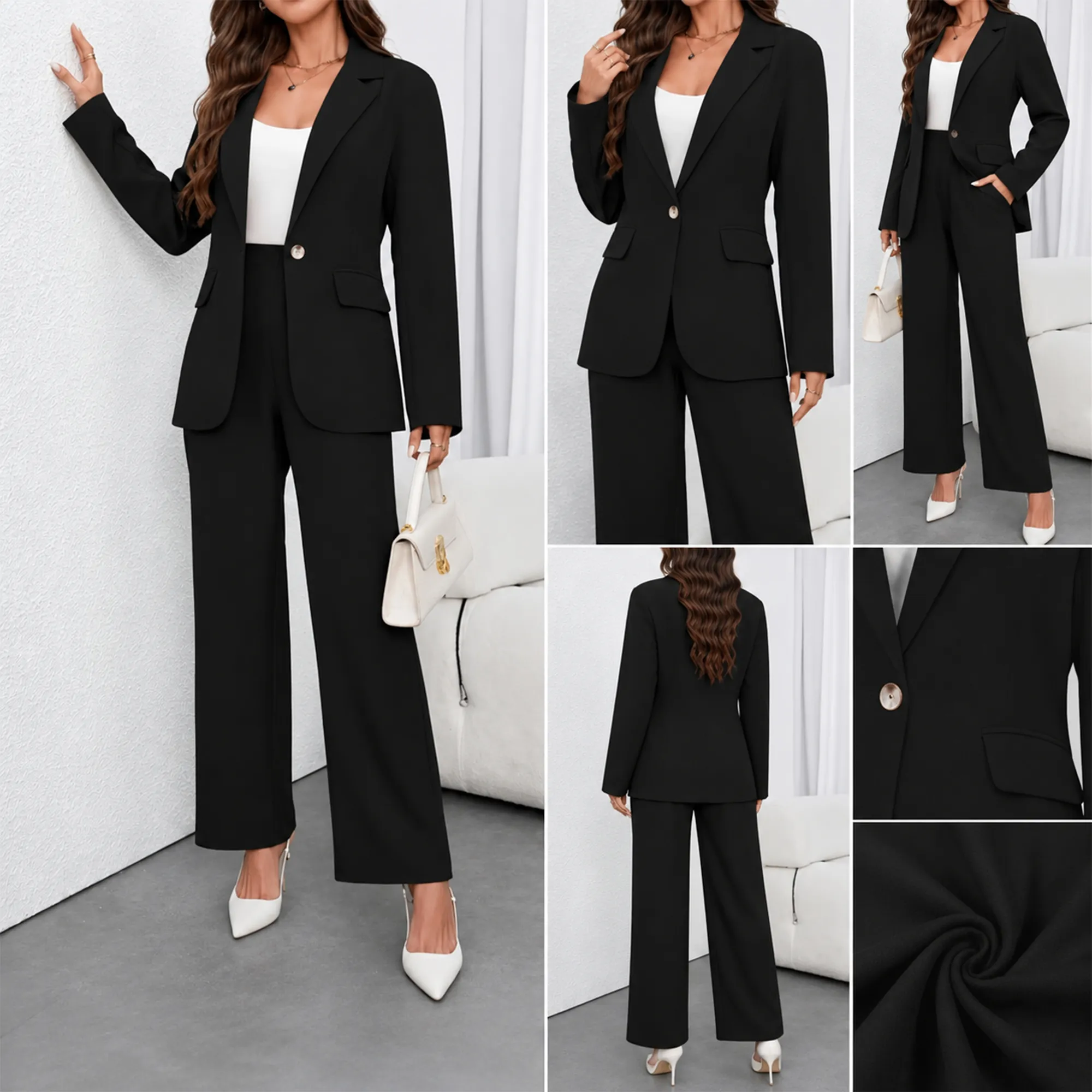 Black-blazer-and-wide-leg-trousers-co-ord-set-for-women-formal-two-piece-suit-set-with-single-button-blazer
