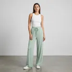 Mint-green-wide-leg-drawstring-lounge-pants-for-women-solid-high-waist-relaxed-fit-full-length-trousers