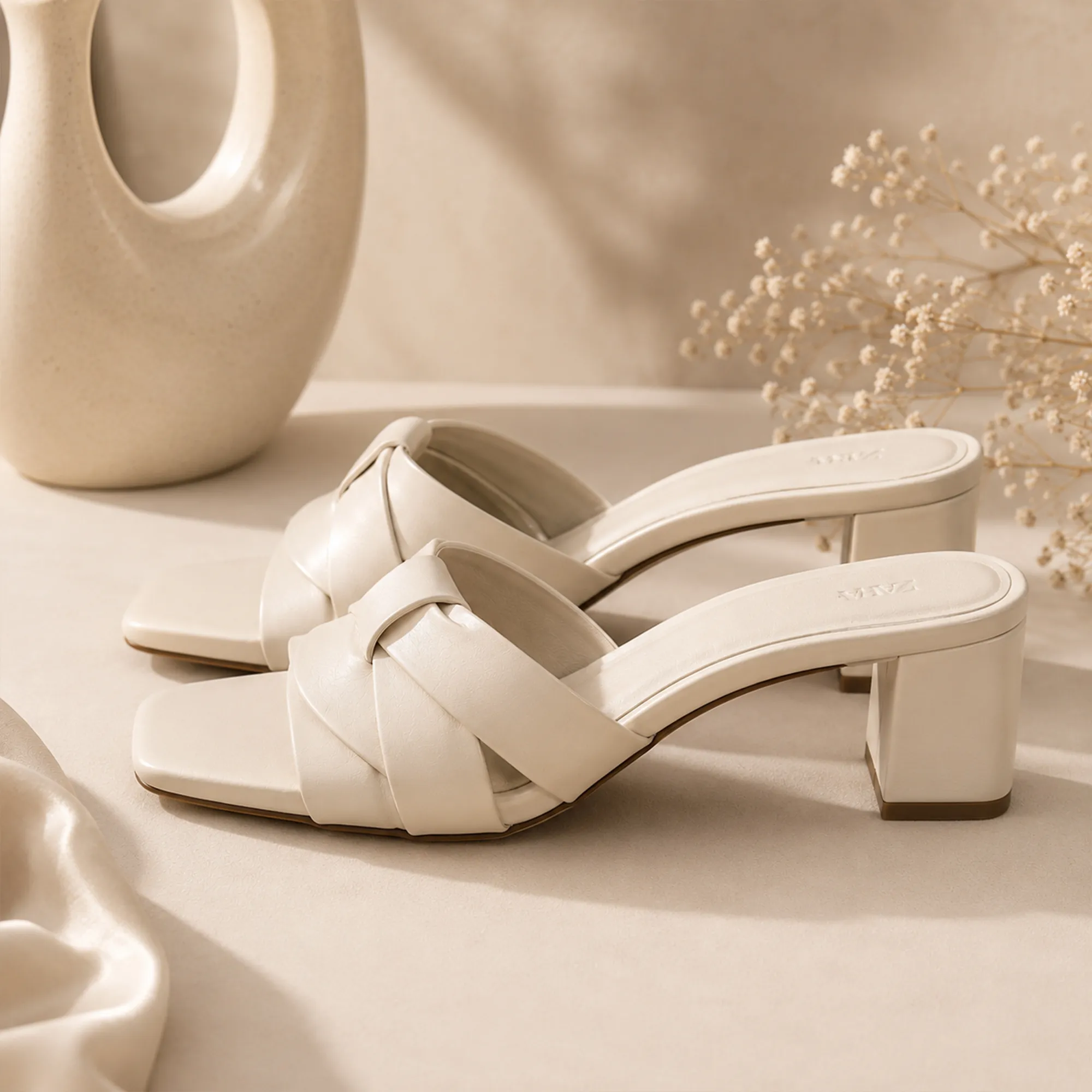 White-braided-square-toe-block-heel-slip-on-mules-for-women